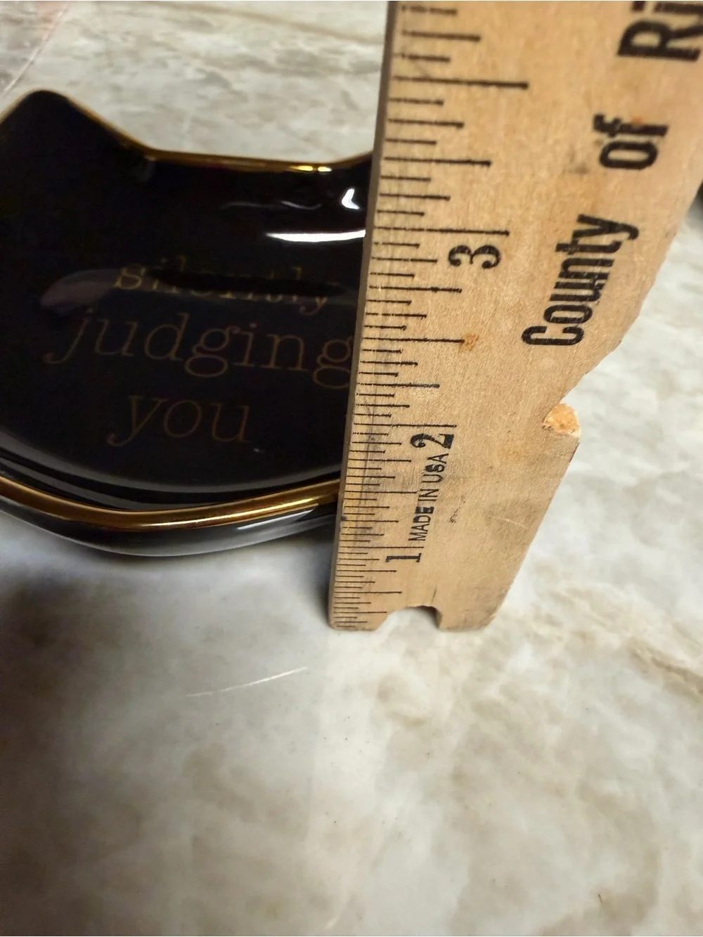 Black Cat-Shaped Trinket Dish with Gold Accent